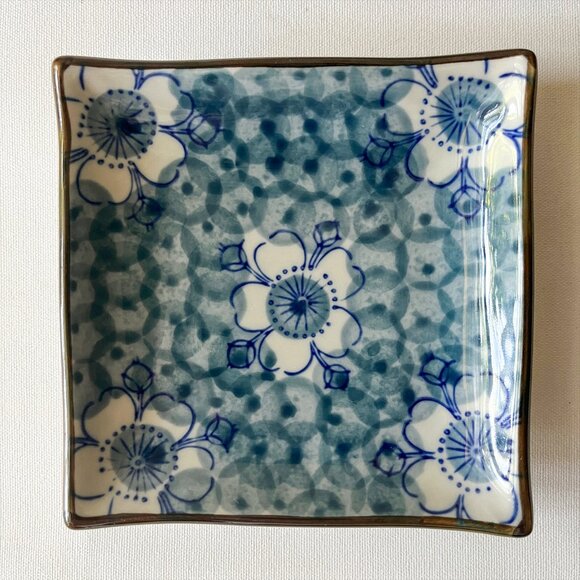 Japanese Hand Painted Sushi Soy Sauce Dishes Set 6 Assorted Square Side Plates - Picture 8 of 13